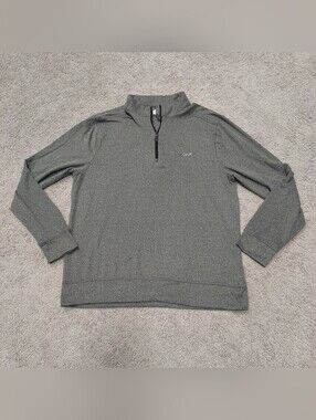 Greg Norman Men's Quarter Zip Sweater Medium Gray Shark Logo Long Sleeve